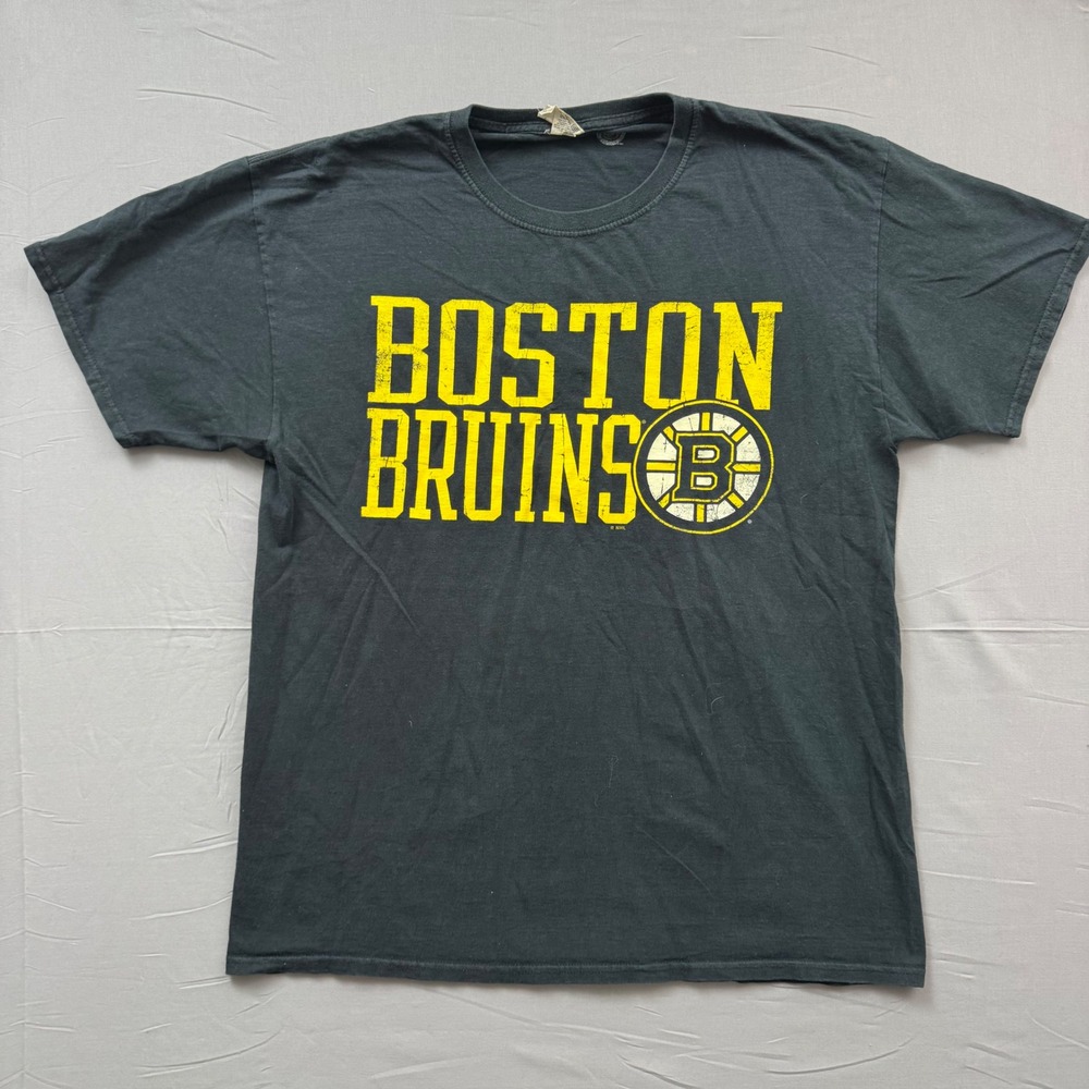 Boston Bruins NHL T-Shirt Mens Large Black Yellow Graphic Logo Short Sleeve Tee